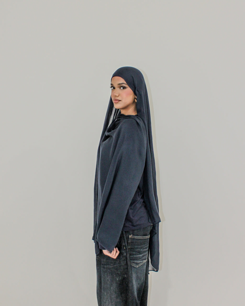 MODAL SCARF SET - NAVY BLUE